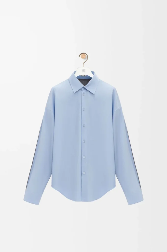 Camisa híbrida de algodón y lana Azul claro/Gris