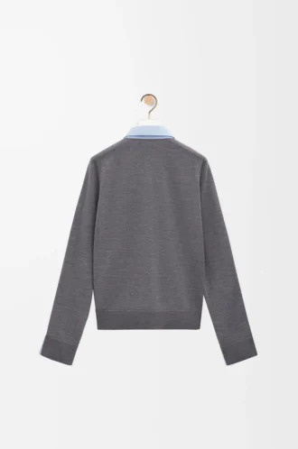 Camisa híbrida de algodón y lana Azul claro/Gris