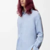 Camisa híbrida de algodón y lana Azul claro/Gris