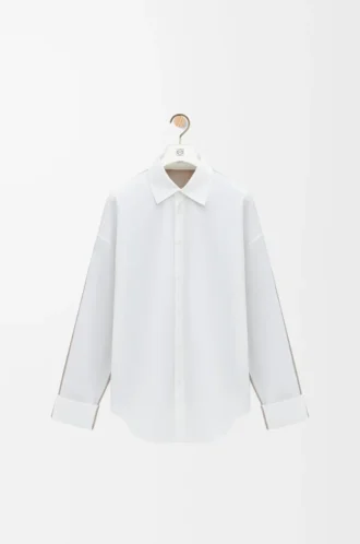 Camisa híbrida de algodón y lana Blanco/Beige
