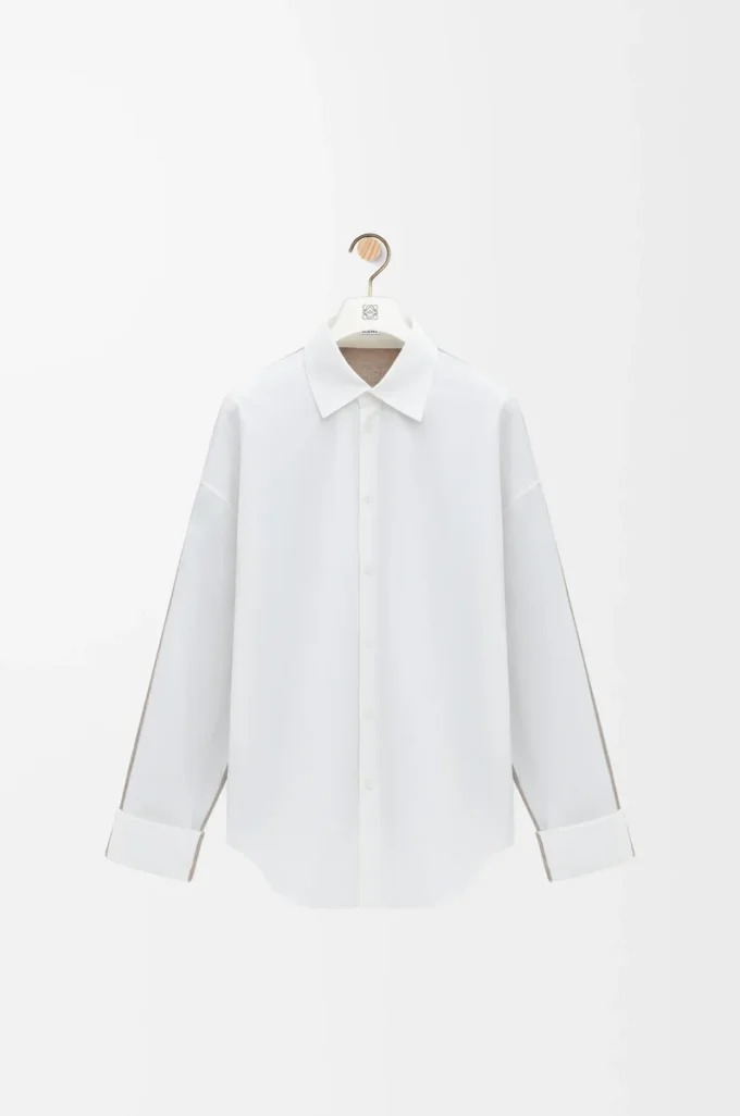 Camisa híbrida de algodón y lana Blanco/Beige Camisa híbrida de algodón y lana Blanco/Beige