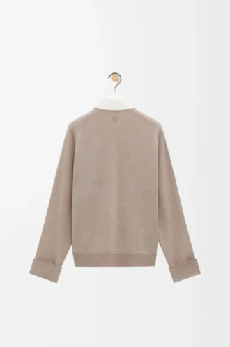 Camisa híbrida de algodón y lana Blanco/Beige