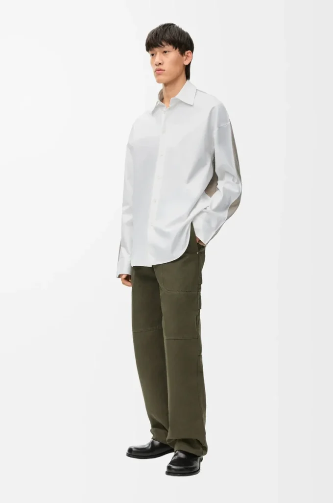 Camisa híbrida de algodón y lana Blanco/Beige Camisa híbrida de algodón y lana Blanco/Beige