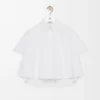 Camisa trapecio de manga corta en algodón blanco Camisa trapecio de manga corta en algodón blanco