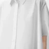Camisa trapecio de manga corta en algodón blanco Camisa trapecio de manga corta en algodón blanco