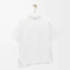 Camiseta asimétrica de mezcla de algodón, color blanco Camiseta asimétrica de mezcla de algodón, color blanco