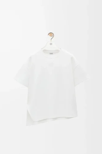 Camiseta asimétrica de mezcla de algodón, color blanco