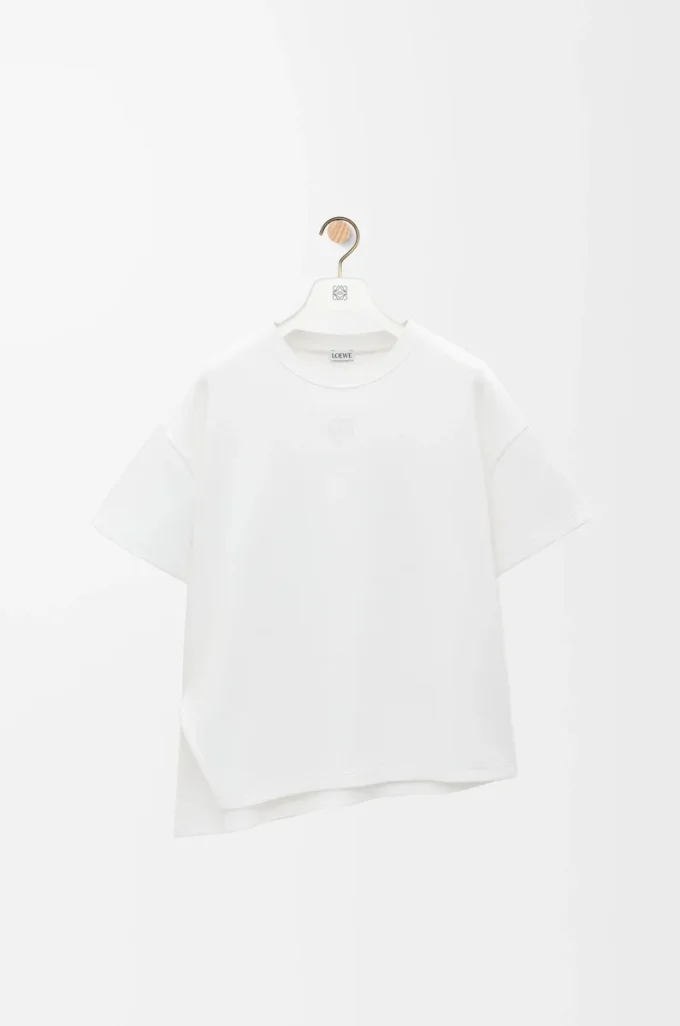 Camiseta asimétrica de mezcla de algodón, color blanco Camiseta asimétrica de mezcla de algodón, color blanco