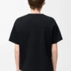 Camiseta asimétrica de mezcla de algodón, color negro Camiseta asimétrica de mezcla de algodón, color negro