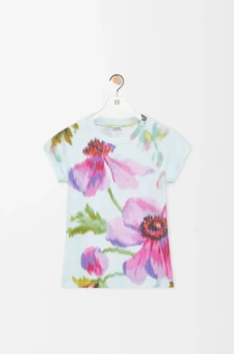 Camiseta de corte ajustado en mezcla de algodón Azul claro/Multicolor