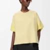 Camiseta de corte cuadrado de algodón y seda en color gris pálido/citrino claro Camiseta de corte cuadrado de algodón y seda en color gris pálido/citrino claro