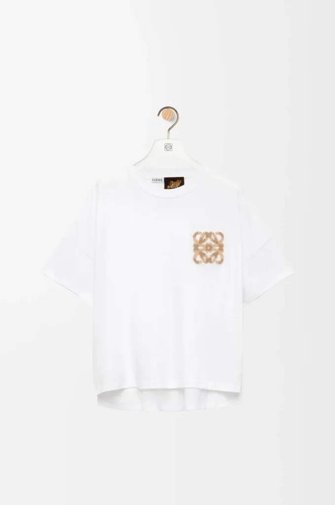 Camiseta de corte cuadrado en algodón blanco Camiseta de corte cuadrado en algodón blanco