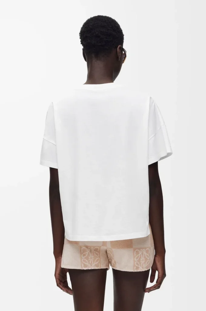 Camiseta de corte cuadrado en algodón blanco Camiseta de corte cuadrado en algodón blanco