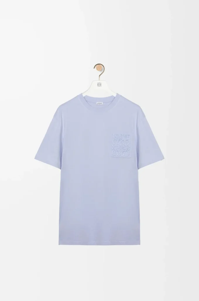 Camiseta de corte holgado en algodón azul claro Camiseta de corte holgado en algodón azul claro