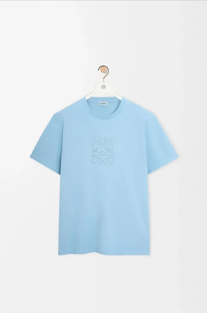Camiseta de corte holgado en algodón azul claro Camiseta de corte holgado en algodón azul claro