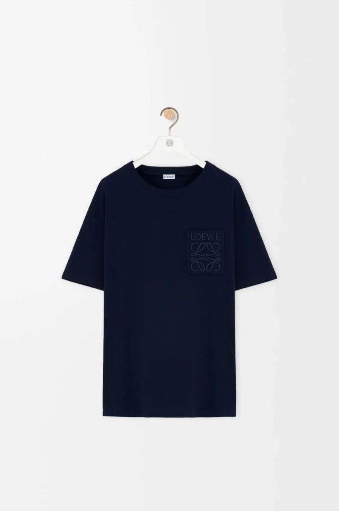 Camiseta de corte holgado en algodón azul marino oscuro Camiseta de corte holgado en algodón azul marino oscuro