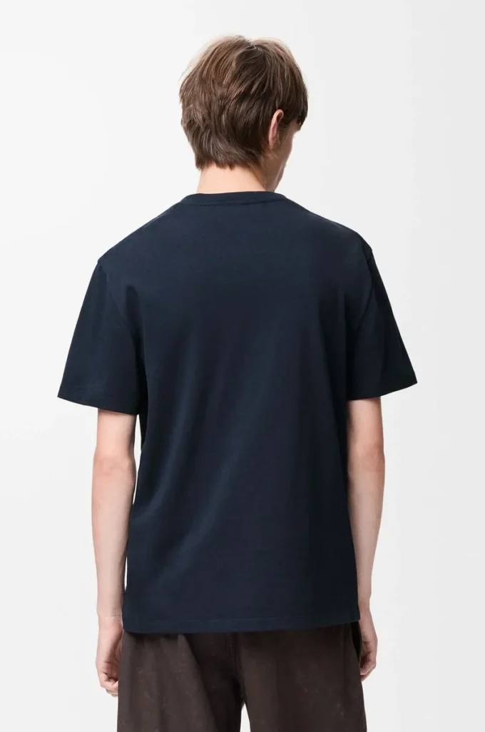 Camiseta de corte holgado en algodón azul marino oscuro Camiseta de corte holgado en algodón azul marino oscuro