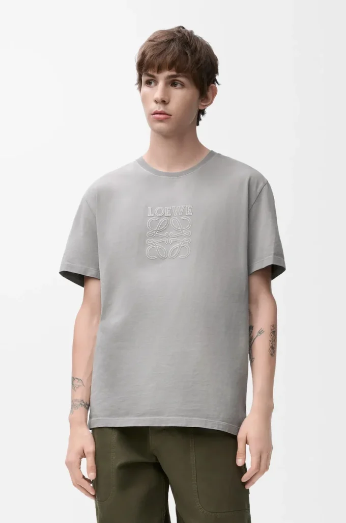 Camiseta de corte holgado en algodón gris claro Camiseta de corte holgado en algodón gris claro