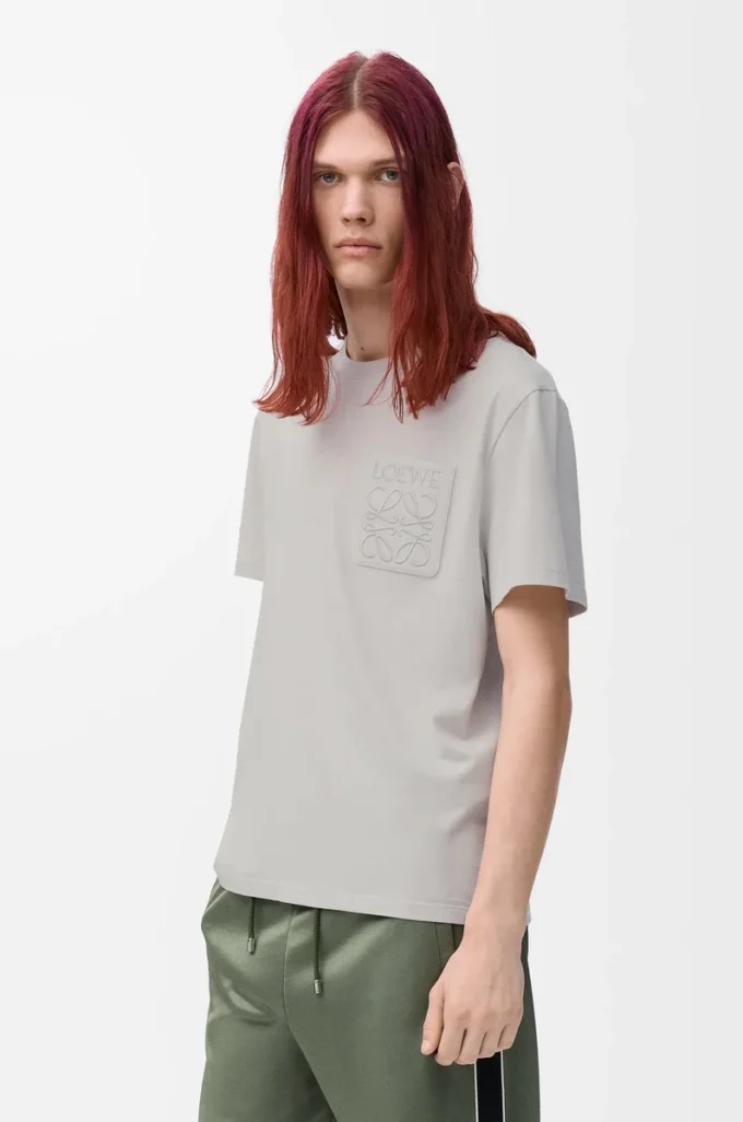 Camiseta de corte holgado en algodón gris medio Camiseta de corte holgado en algodón gris medio