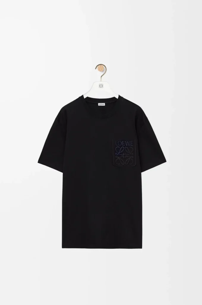 Camiseta de corte holgado en algodón Negro Camiseta de corte holgado en algodón Negro