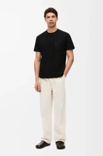 Camiseta de corte holgado en algodón Negro
