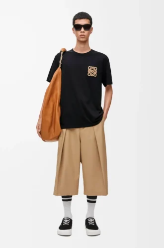 Camiseta de corte holgado en algodón Negro