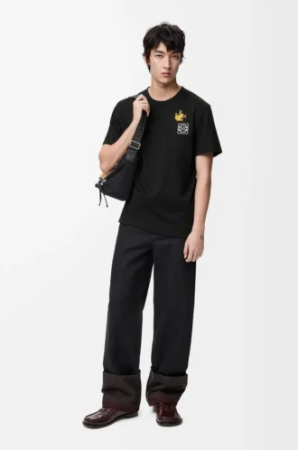Camiseta de corte holgado en algodón negro/multicolor