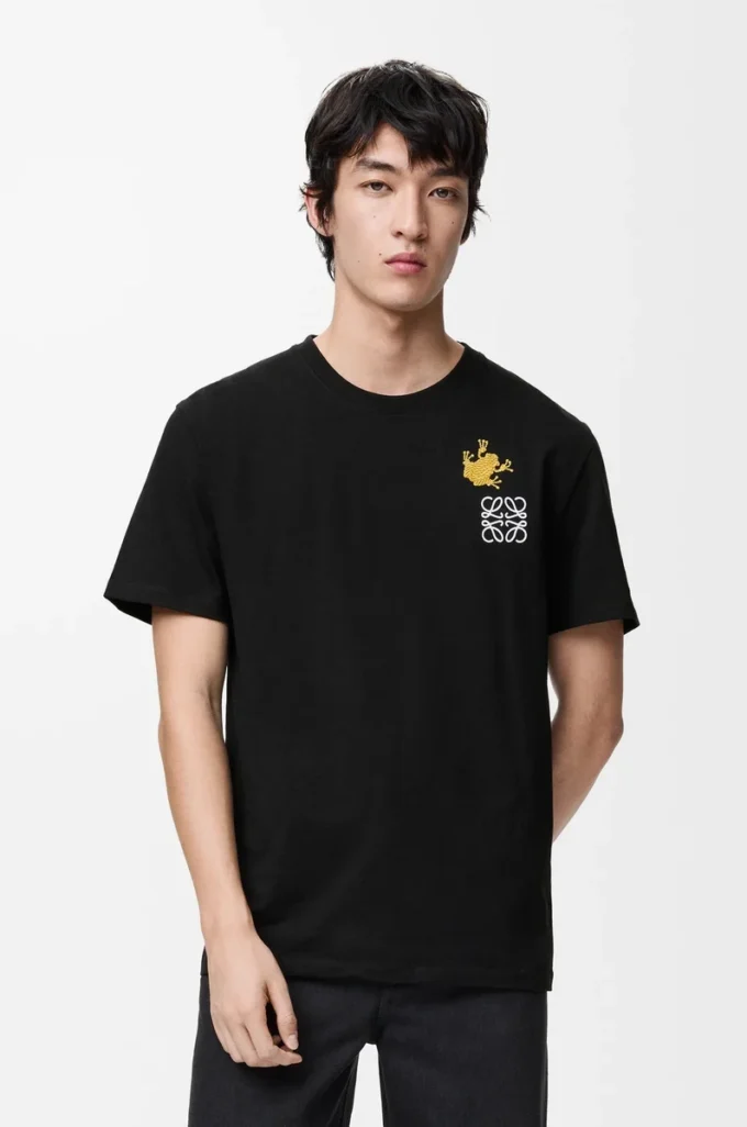 Camiseta de corte holgado en algodón negro/multicolor Camiseta de corte holgado en algodón negro/multicolor