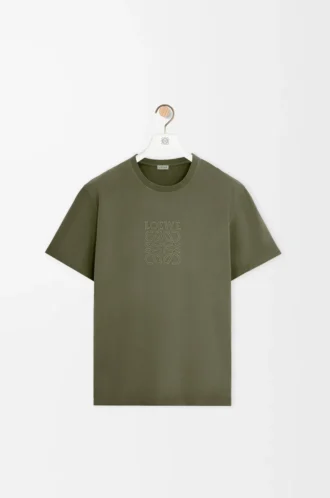 Camiseta de corte holgado en algodón verde caqui