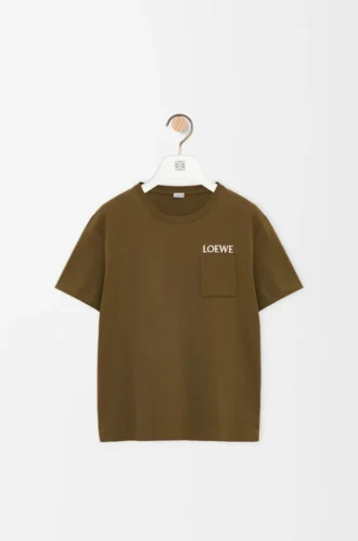 Camiseta de corte holgado en algodón verde caqui