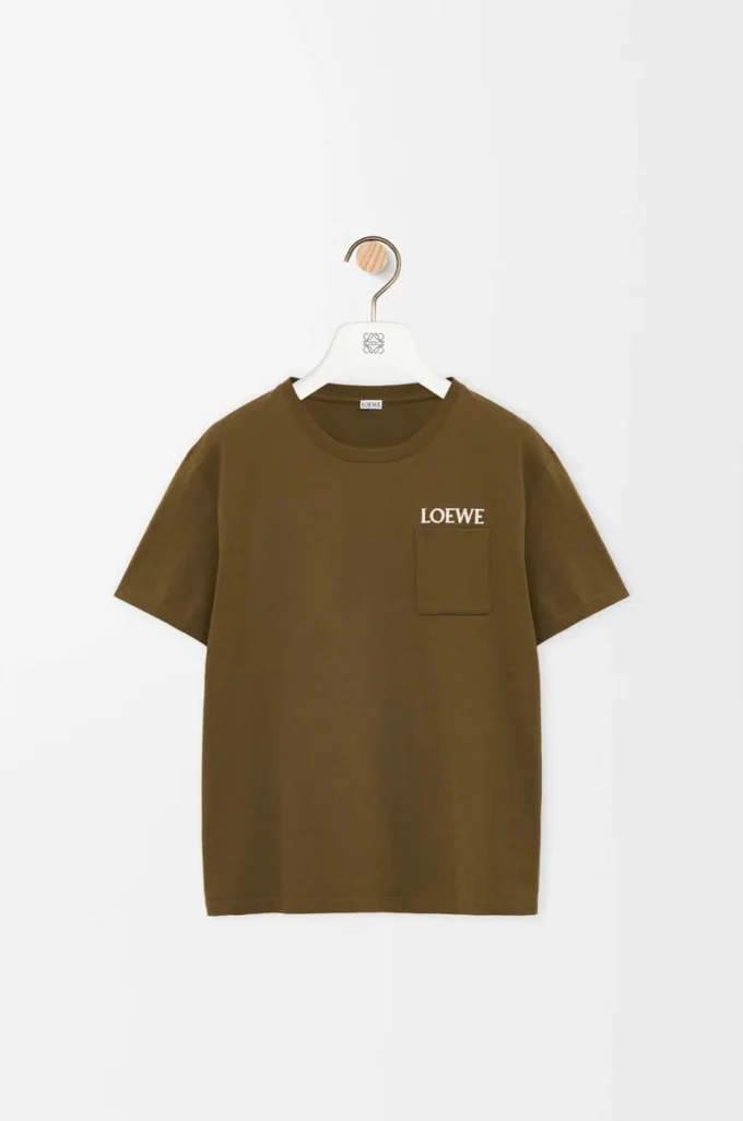 Camiseta de corte holgado en algodón verde caqui Camiseta de corte holgado en algodón verde caqui