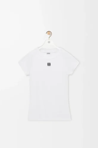 Camiseta de corte pequeño en mezcla de algodón Blanco