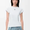Camiseta de corte pequeño en mezcla de algodón Blanco Camiseta de corte pequeño en mezcla de algodón Blanco