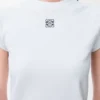 Camiseta de corte pequeño en mezcla de algodón Blanco Camiseta de corte pequeño en mezcla de algodón Blanco