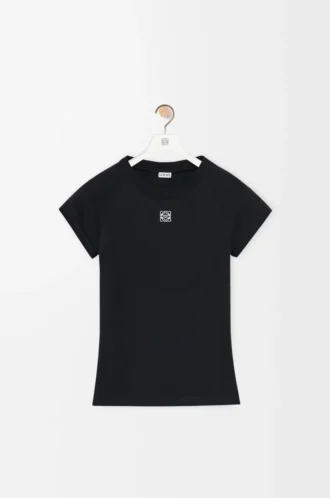 Camiseta de corte pequeño en mezcla de algodón Negro