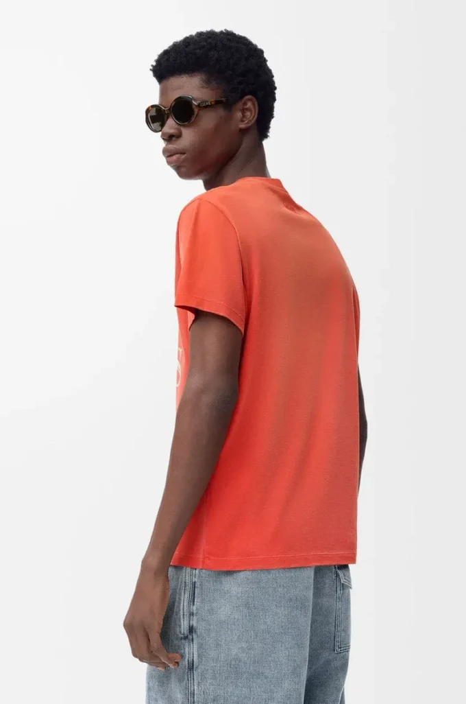 Camiseta de corte recto de algodón Naranja Camiseta de corte recto de algodón Naranja