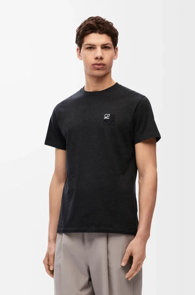 Camiseta de corte recto en algodón antracita