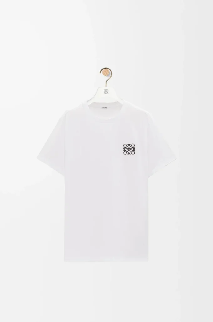 Camiseta de corte recto en algodón blanco Camiseta de corte recto en algodón blanco