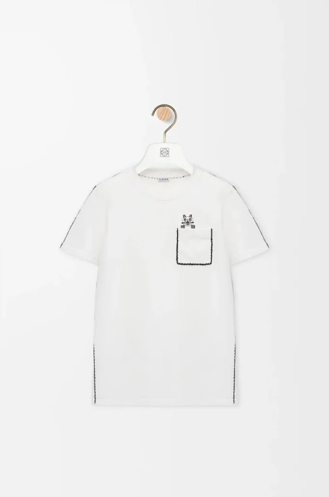 Camiseta de corte recto en algodón blanco Camiseta de corte recto en algodón blanco