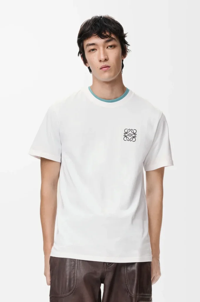 Camiseta de corte recto en algodón blanco Camiseta de corte recto en algodón blanco