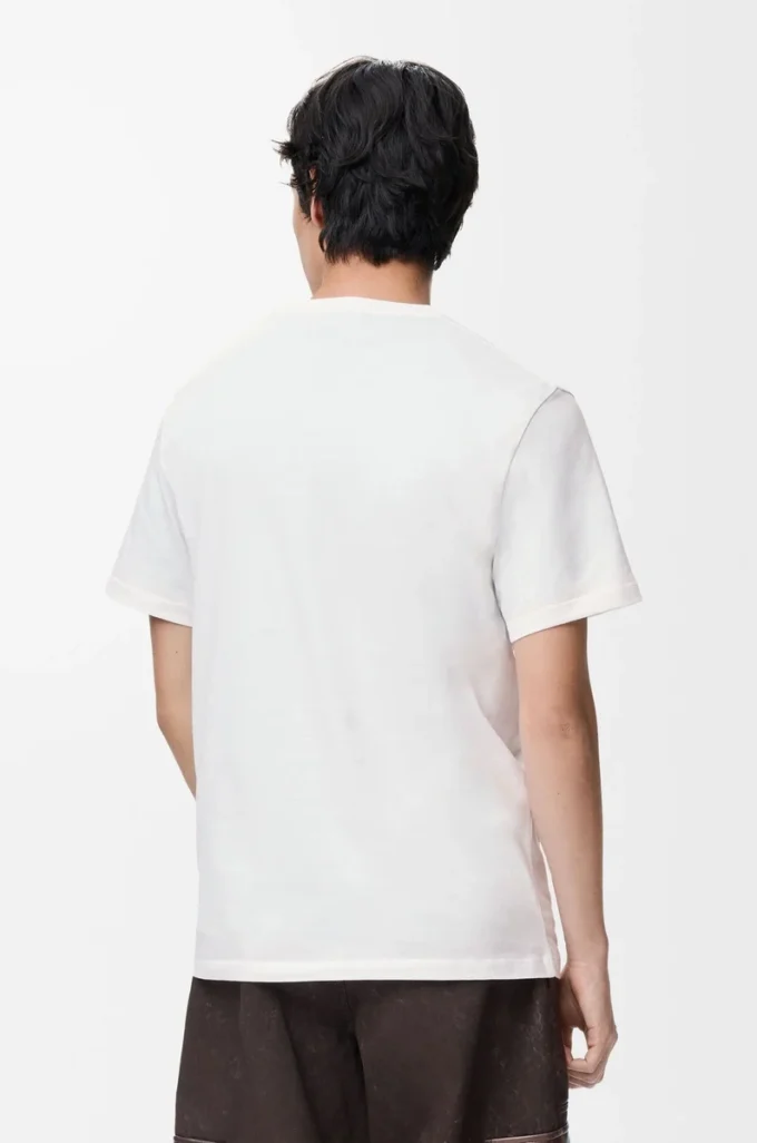 Camiseta de corte recto en algodón blanco Camiseta de corte recto en algodón blanco