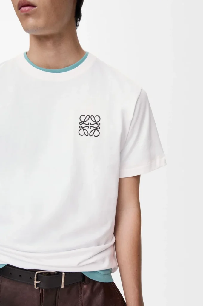 Camiseta de corte recto en algodón blanco Camiseta de corte recto en algodón blanco