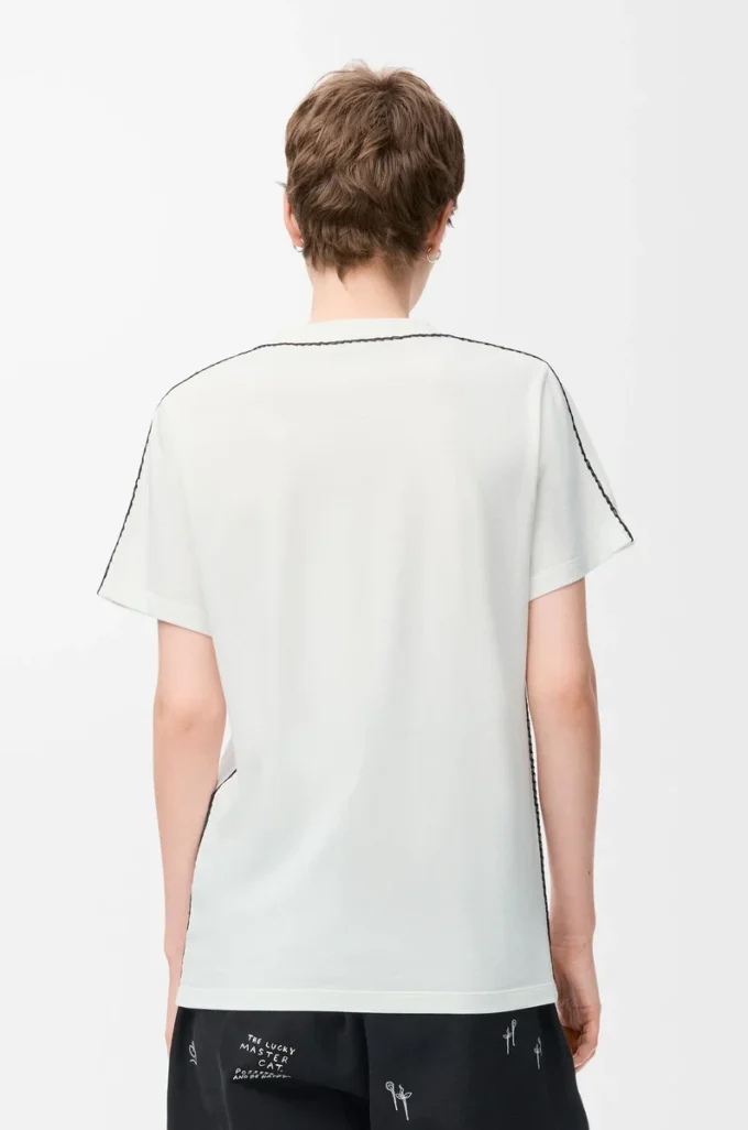 Camiseta de corte recto en algodón blanco Camiseta de corte recto en algodón blanco