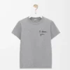 Camiseta de corte recto en algodón gris jaspeado Camiseta de corte recto en algodón gris jaspeado