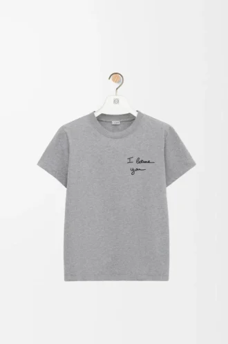 Camiseta de corte recto en algodón gris jaspeado