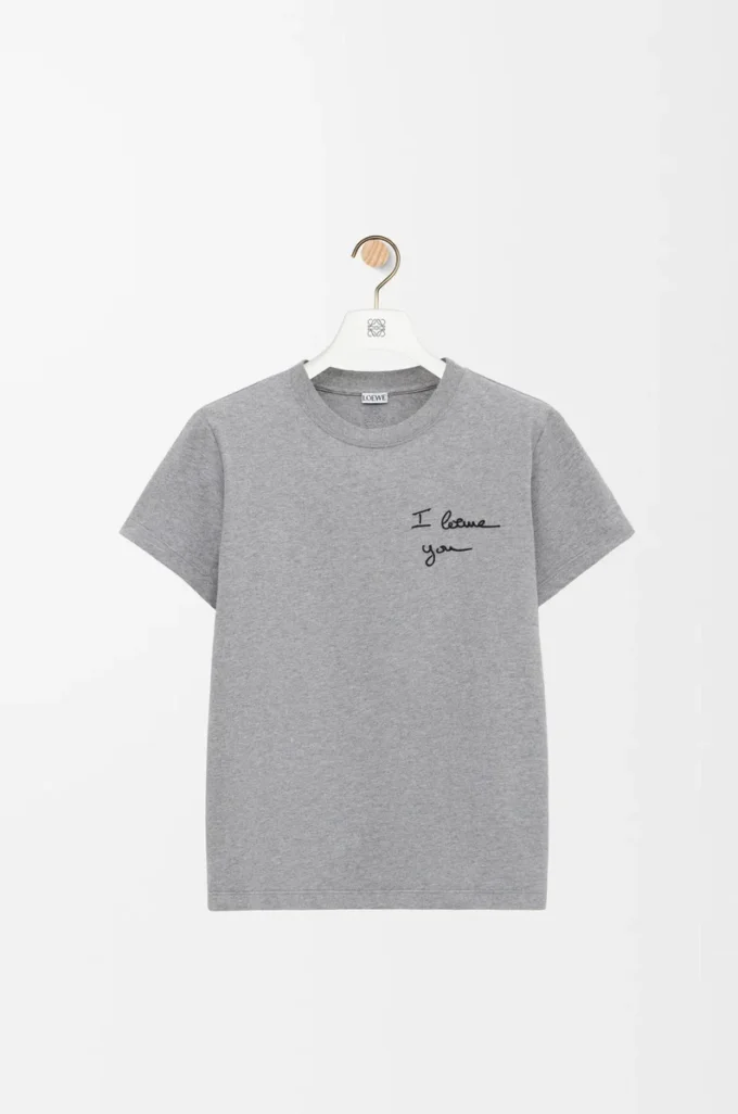 Camiseta de corte recto en algodón gris jaspeado Camiseta de corte recto en algodón gris jaspeado