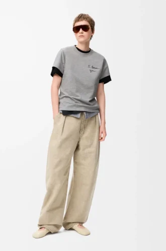 Camiseta de corte recto en algodón gris jaspeado