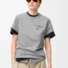 Camiseta de corte recto en algodón gris jaspeado Camiseta de corte recto en algodón gris jaspeado