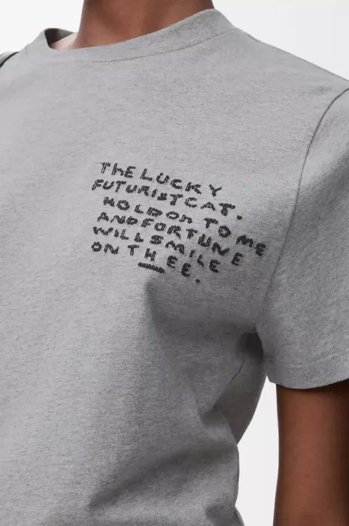 Camiseta de corte recto en algodón gris jaspeado Camiseta de corte recto en algodón gris jaspeado