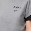 Camiseta de corte recto en algodón gris jaspeado Camiseta de corte recto en algodón gris jaspeado